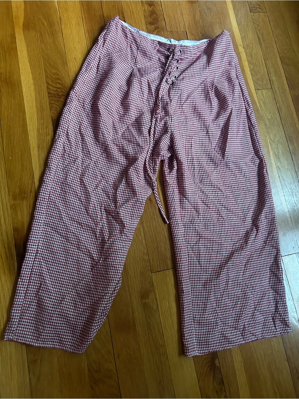 Honey Punch Men's Red Gingham Jogger Pants